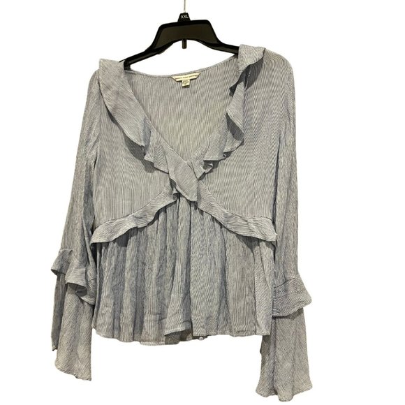 Blue Striped Long Sleeve Blouse - American Eagle Outfitters - Size Medium - Picture 1 of 3